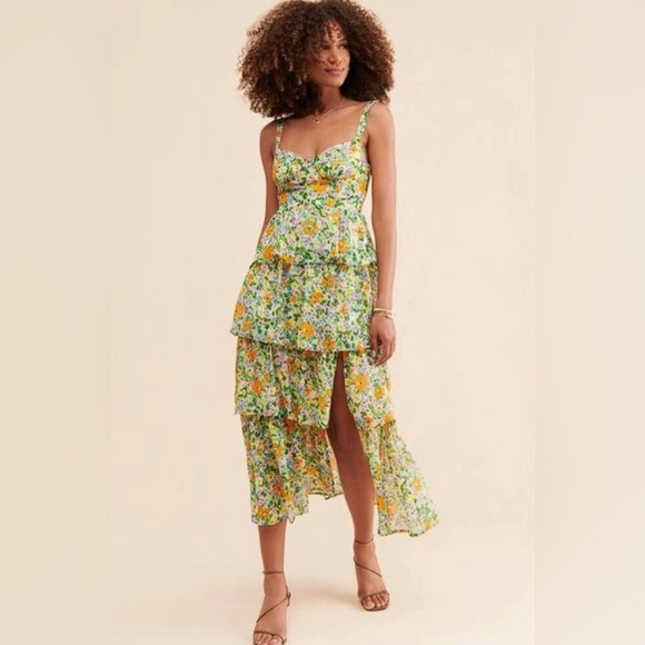 ASTR The Label Dresses & Skirts - ASTR The Label Women's Midsummer Midi Dress Size S In Green Orange Floral